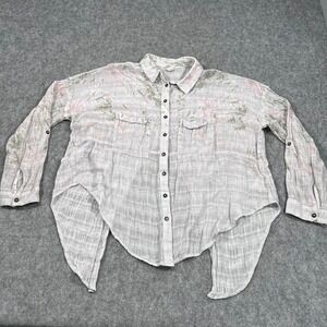 Free People Shibori Lilac‎ Floral Siren Button Down Top Women's Size Medium